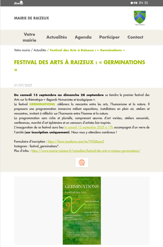 Capture écran article iliwap festival germinations