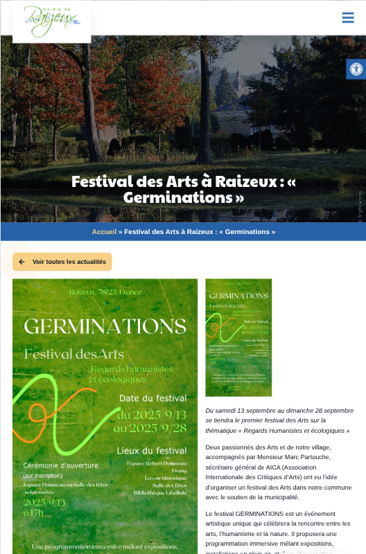 Capture écran article présentation du festival